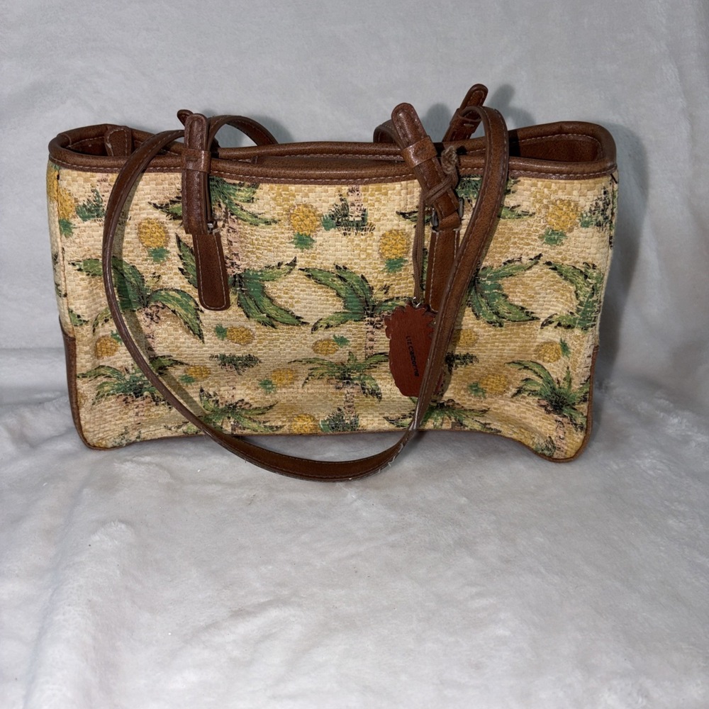Vintage 90s Liz Claiborne Pineapple Print Purse Coastal Grandma Island Vibes GUC